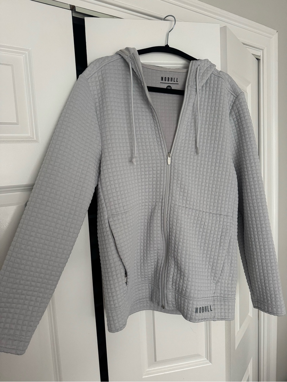 NOBULL Light Gray Quilted Zip-Up Hoodie